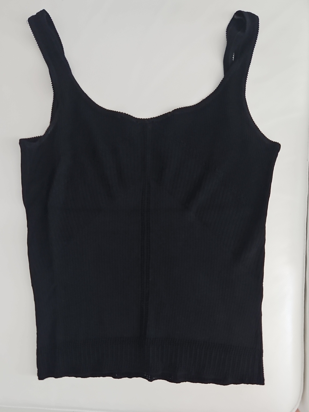 Black Ribbed Scoop Tank Top - Women